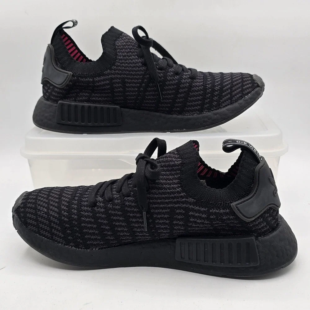 Adidas NMD_R1 STLT Shoes Mens Size 10 Black Primeknit Boost Athletic Sneakers